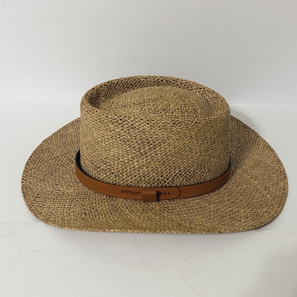 Stetson Gambler Seagrass Straw Hat Outdoorsman Natural SMALL/MEDIUM